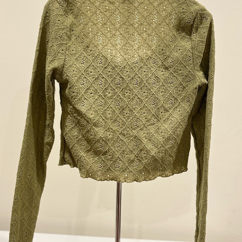 Cotton On Olive Green Knit Tie-Front Cropped Top - Picture 7 of 8